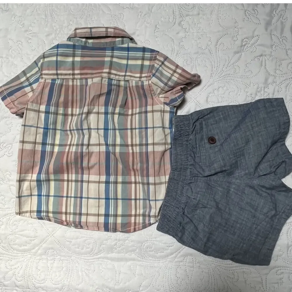 Gap Plaid Button Up Outfit Size 18-24m